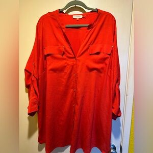 Calvin Klein Women's Orange Button-Up Top, 3x